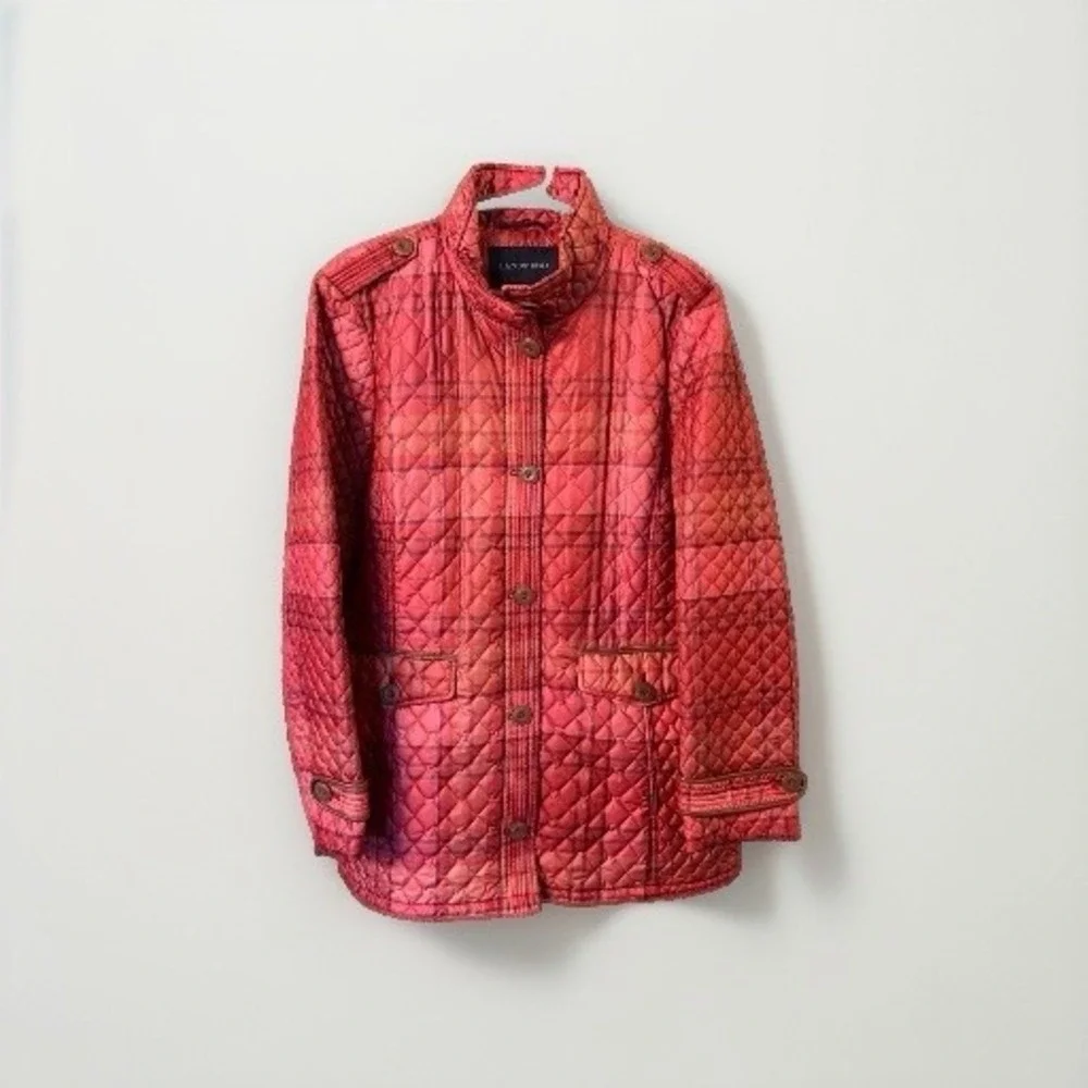 Lands End Women's L Plaid Boxy Cottagecore Primaloft Chore Barn Coat Fall Cozy